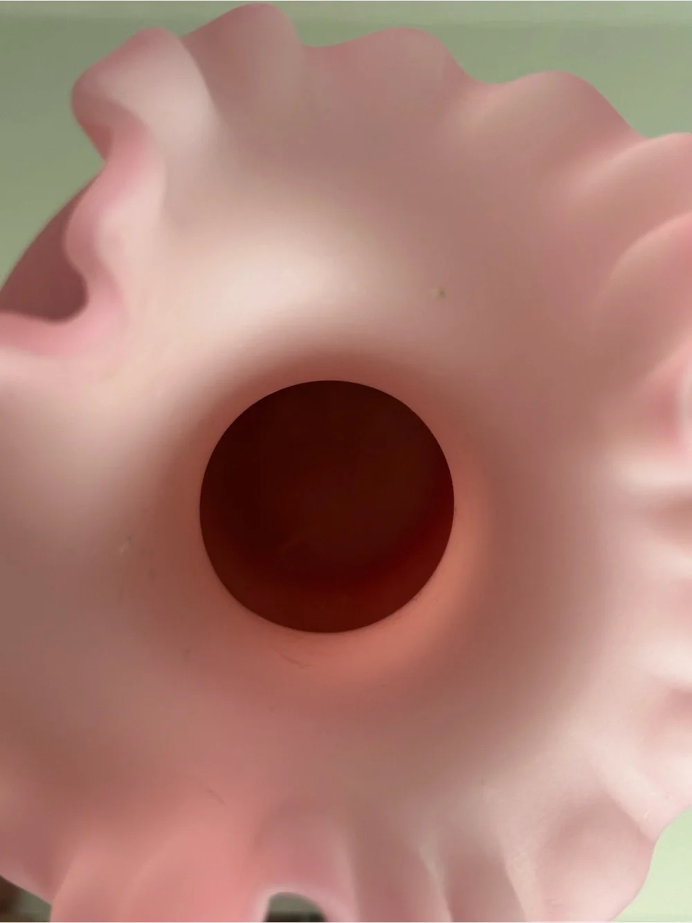 FENTON Pink Frosted Ruffled Glass Vase